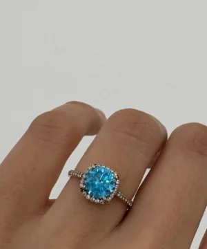 14 AYAR MAVİ TAŞ BAGET YÜZÜK 2.11 GR - Görsel 1