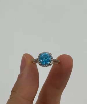 14 AYAR MAVİ TAŞ BAGET YÜZÜK 2.11 GR - Görsel 2