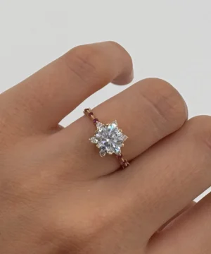 14 AYAR PEMBE TAŞLI LOTUS YÜZÜK 2.44 GR - Görsel 2