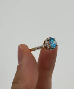 14 AYAR MAVİ TAŞ BAGET YÜZÜK 2.11 GR - Görsel 3