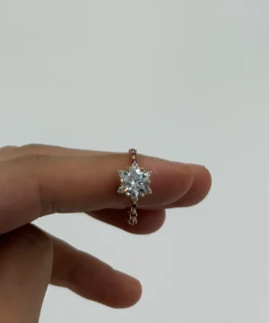 14 AYAR PEMBE TAŞLI LOTUS YÜZÜK 2.44 GR - Görsel 3